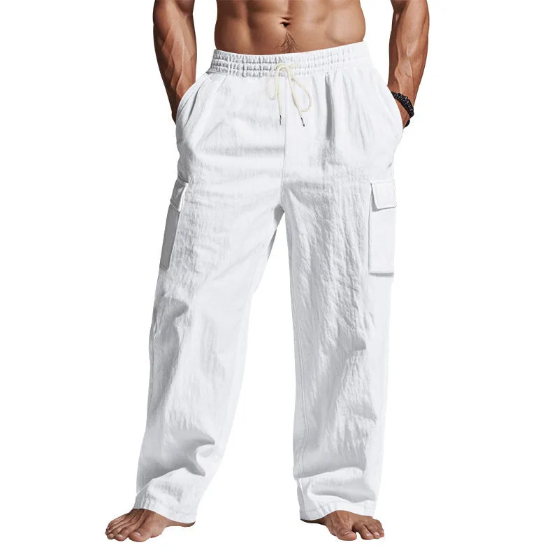 Men’s Multi-Pocket Wide-Leg Pants – Loose Fit, Casual, Trendy, Versat