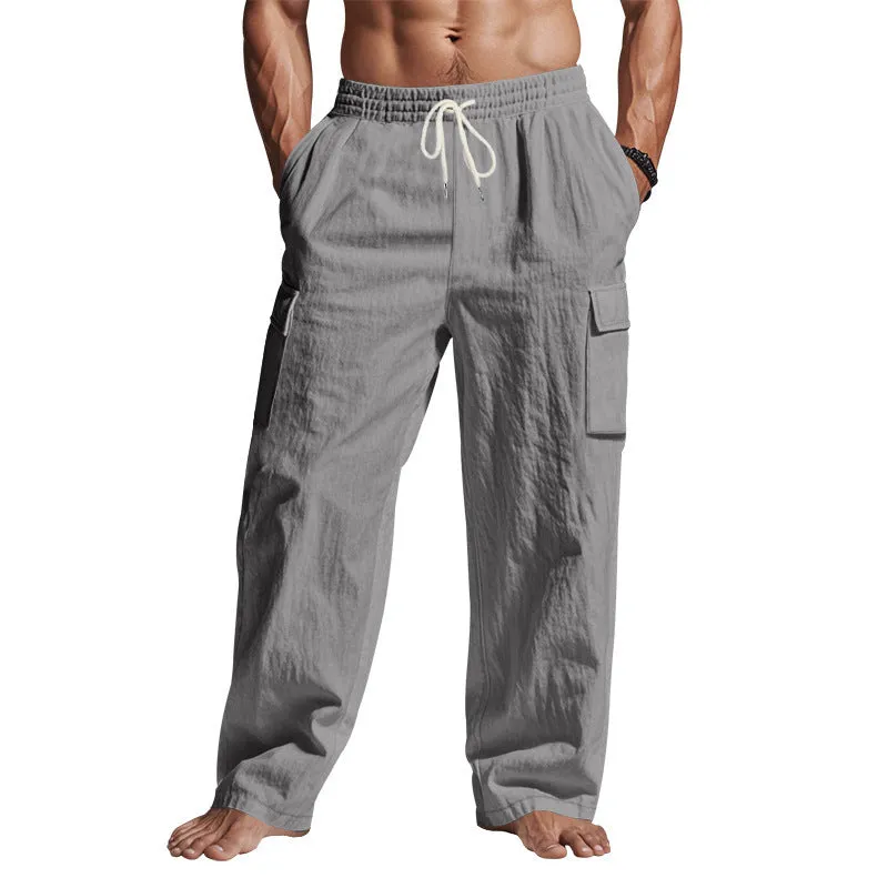 Men’s Multi-Pocket Wide-Leg Pants – Loose Fit, Casual, Trendy, Versat