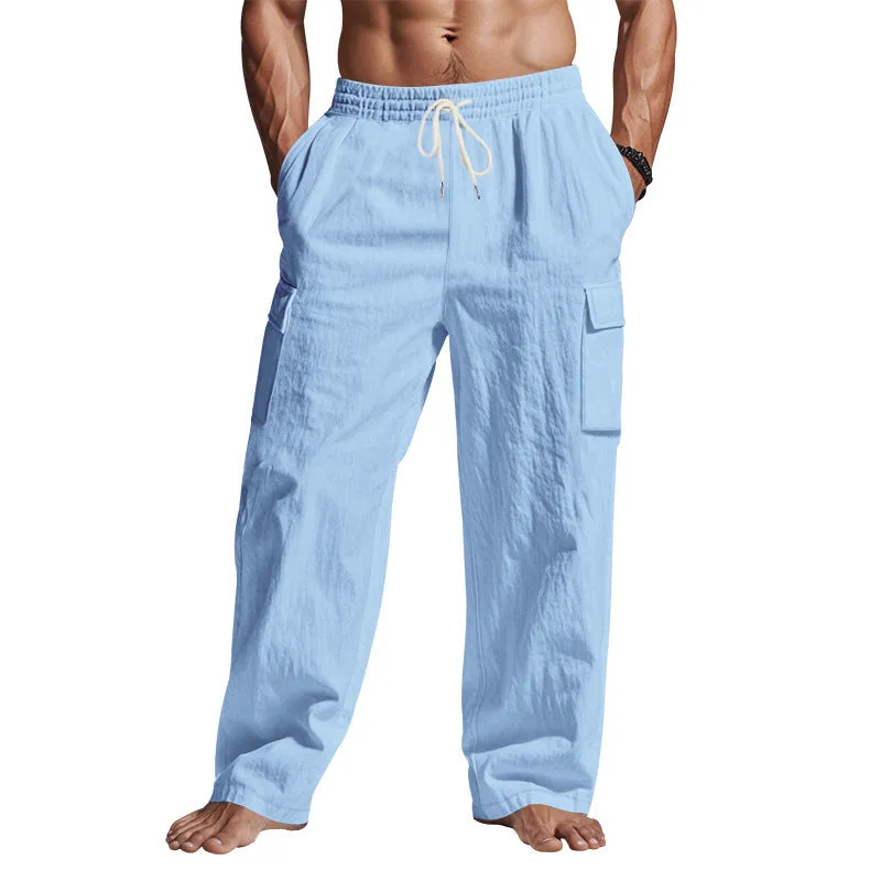 Men’s Multi-Pocket Wide-Leg Pants – Loose Fit, Casual, Trendy, Versat