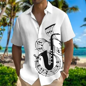Men's Music Notes Musical Instrument Graphic Prints Shirt