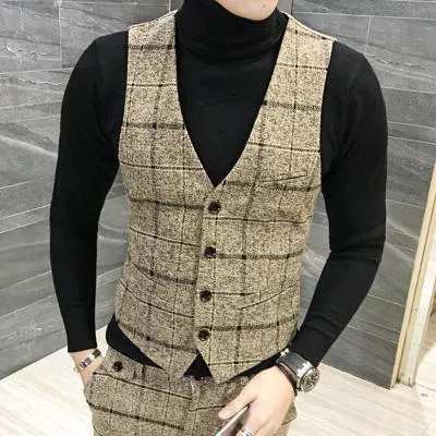 Men's Plaid Vest Up To 5XL