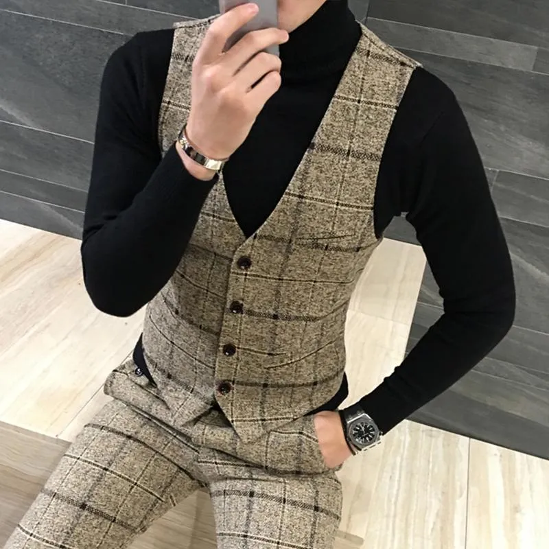 Men's Plaid Vest Up To 5XL