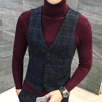Men's Plaid Vest Up To 5XL
