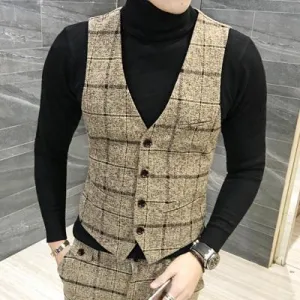 Men's Plaid Vest Up To 5XL
