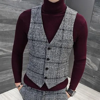 Men's Plaid Vest Up To 5XL