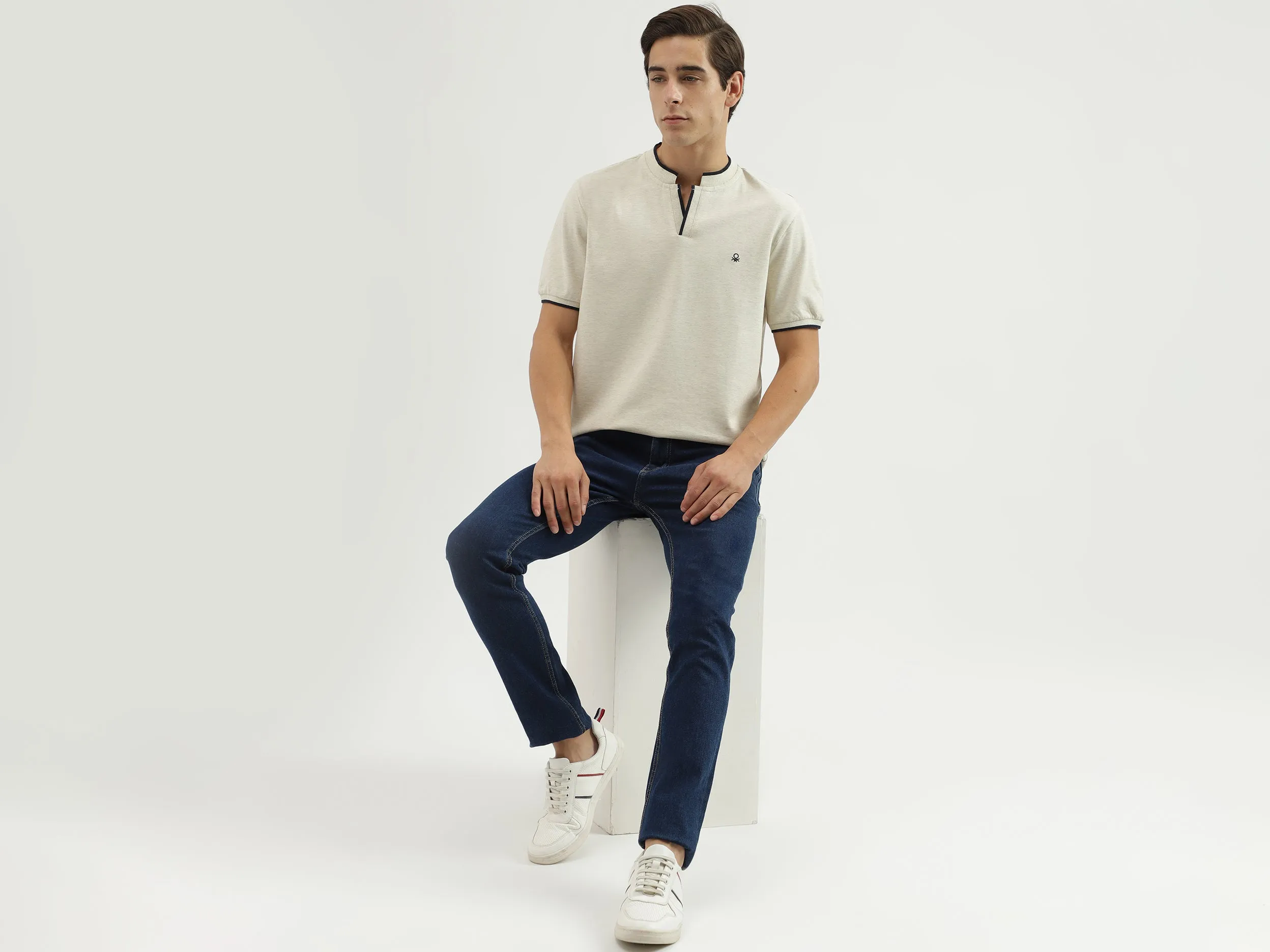 Men's Regular Fit Polo Neck Solid T-Shirt