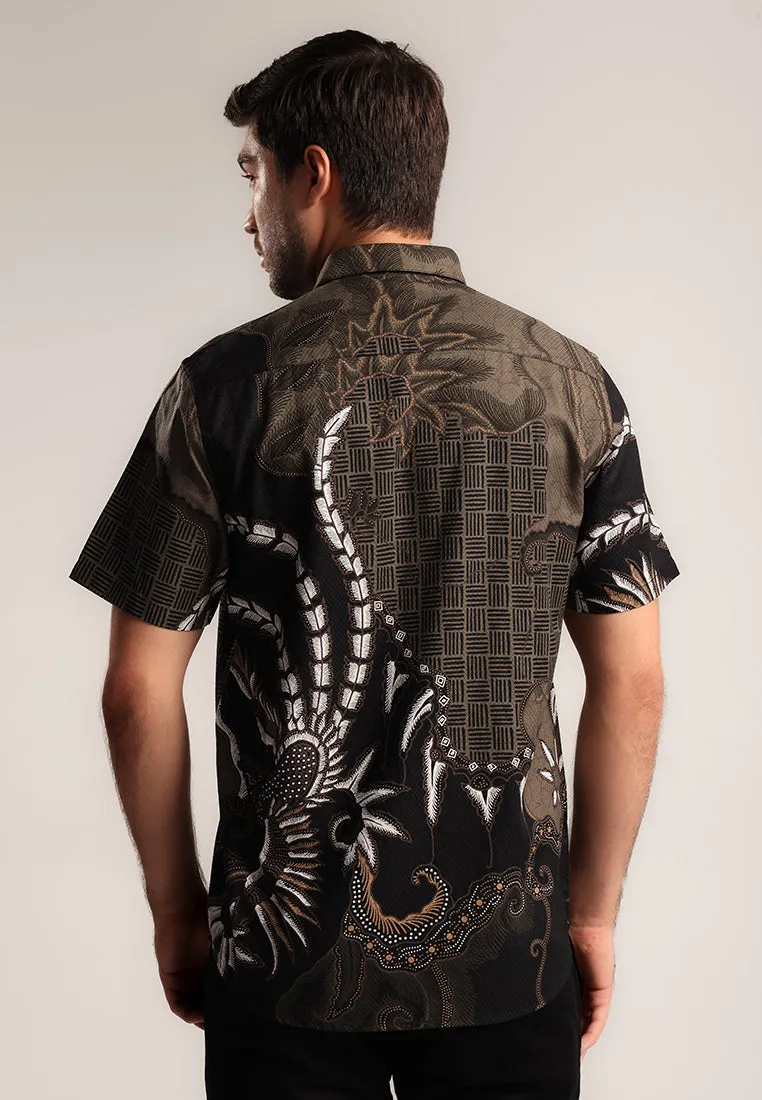MOC - Kemeja Batik Pria Lengan Pendek Bimalandra - Black
