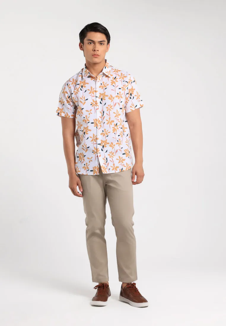 MOC - Kemeja Motif Lengan Pendek Pria Pietro - White