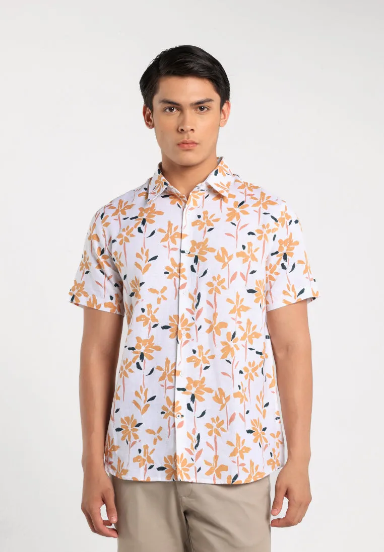 MOC - Kemeja Motif Lengan Pendek Pria Pietro - White