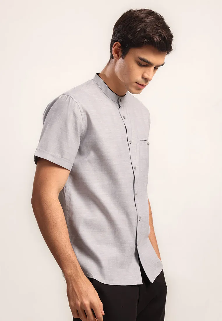 MOC Kemeja Shanghai Lengan Pendek Pria Abbari B - Grey