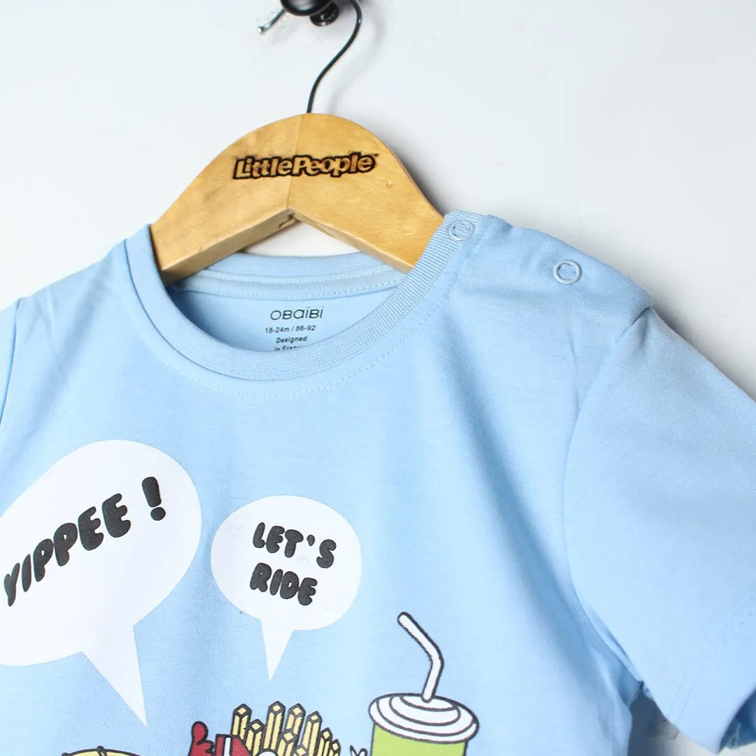 Modern Blue Themed Boys T-Shirt
