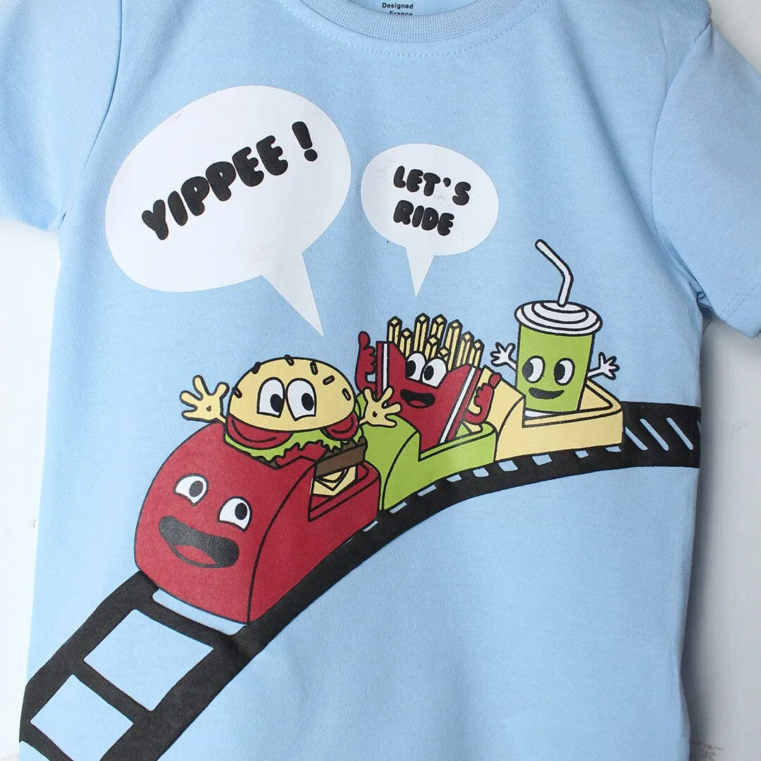 Modern Blue Themed Boys T-Shirt