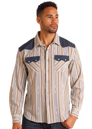 Modern Vintage Aztec Jacquard Long Sleeve Snap Shirt