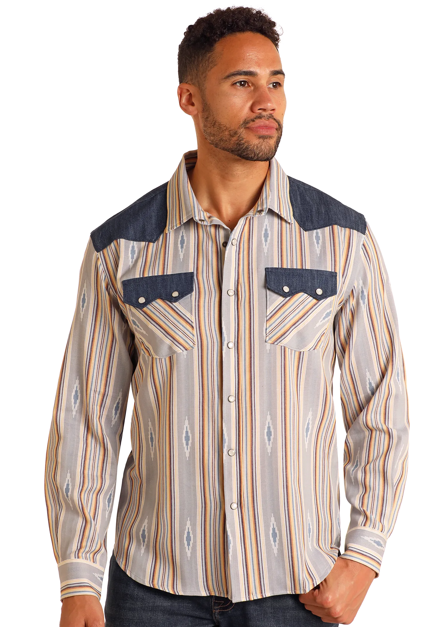 Modern Vintage Aztec Jacquard Long Sleeve Snap Shirt