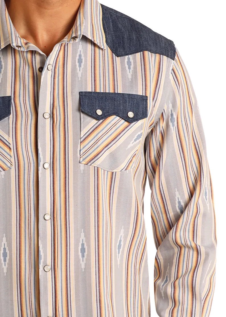 Modern Vintage Aztec Jacquard Long Sleeve Snap Shirt