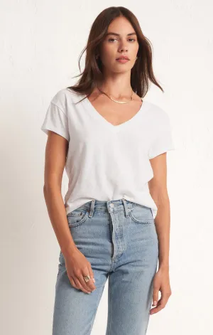 Modern White V Neck Basic