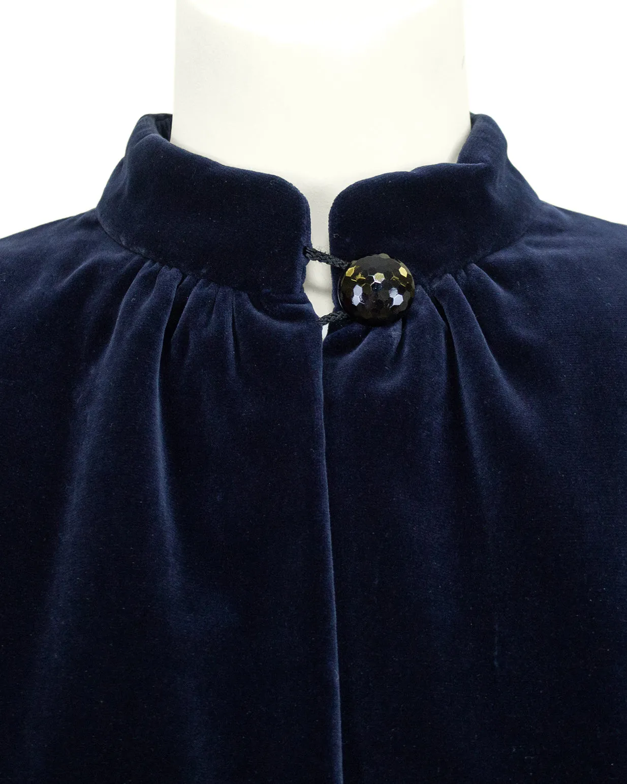 Navy Blue, Green and Red Velvet Smock Jacket