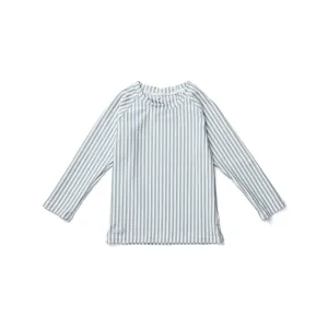 Noah Swim Tee - Y/D stripe: Sea blue/white