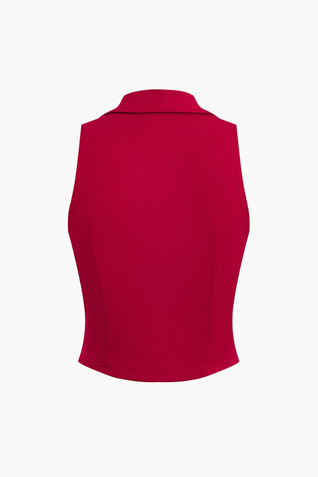 Notched Lapel Vest And Pleated Mini Skirt Set