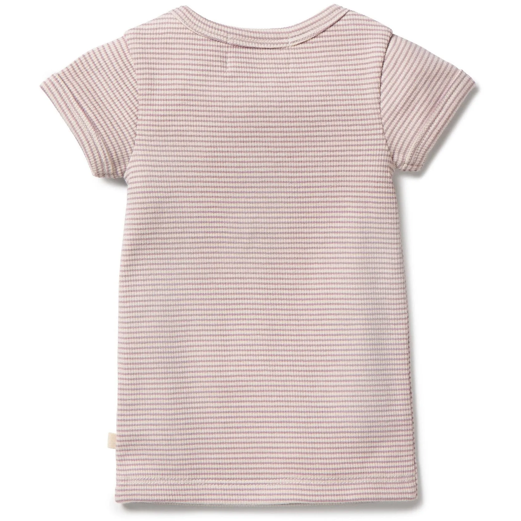 Organic Stripe Rib Henley Tee- Plum