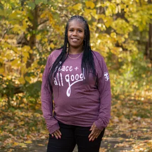 Peace   All Good - Long Sleeved T-Shirt - Plum