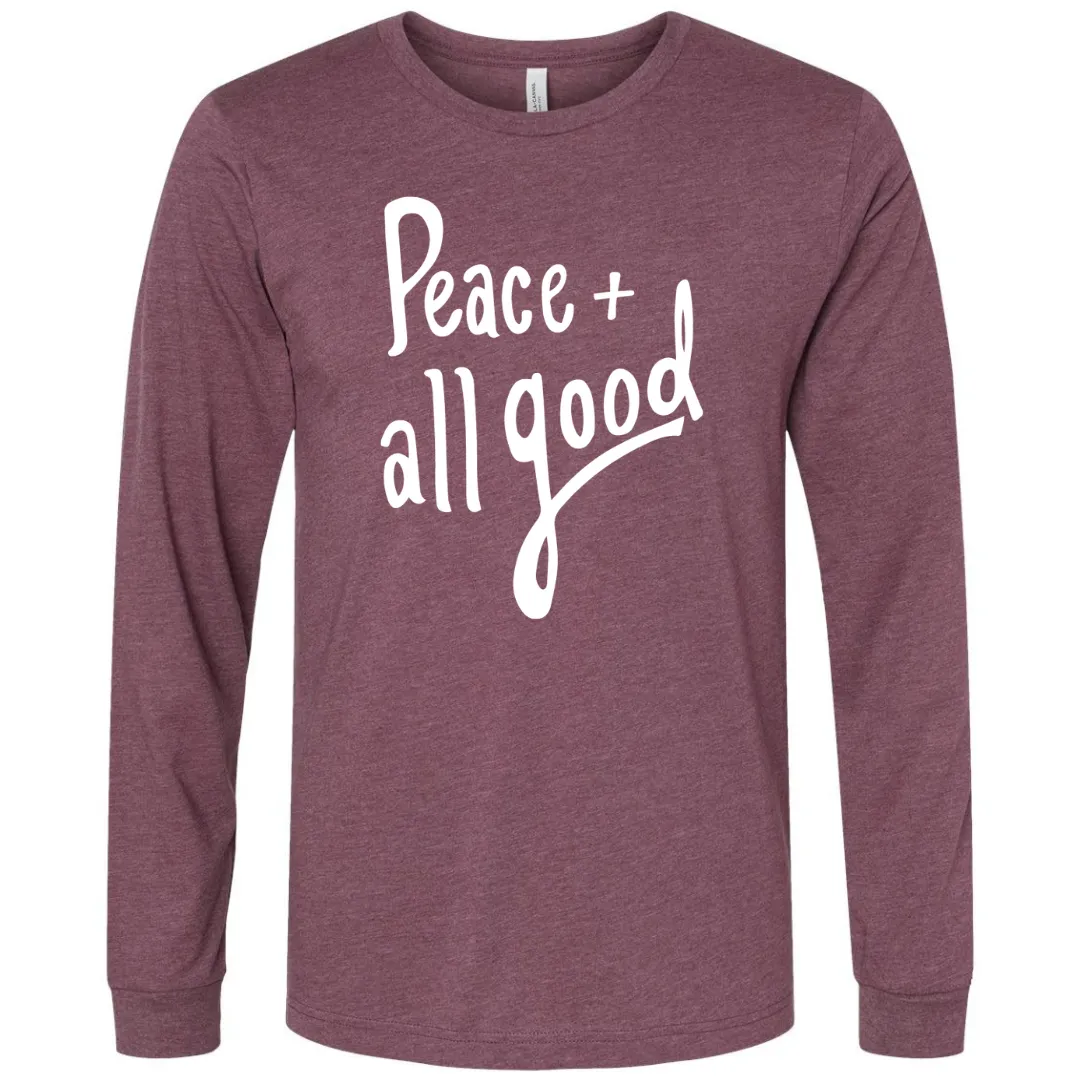 Peace   All Good - Long Sleeved T-Shirt - Plum
