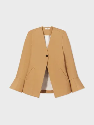 Peplum Cuff Jacket  in Cotton Twill - Butterscotch