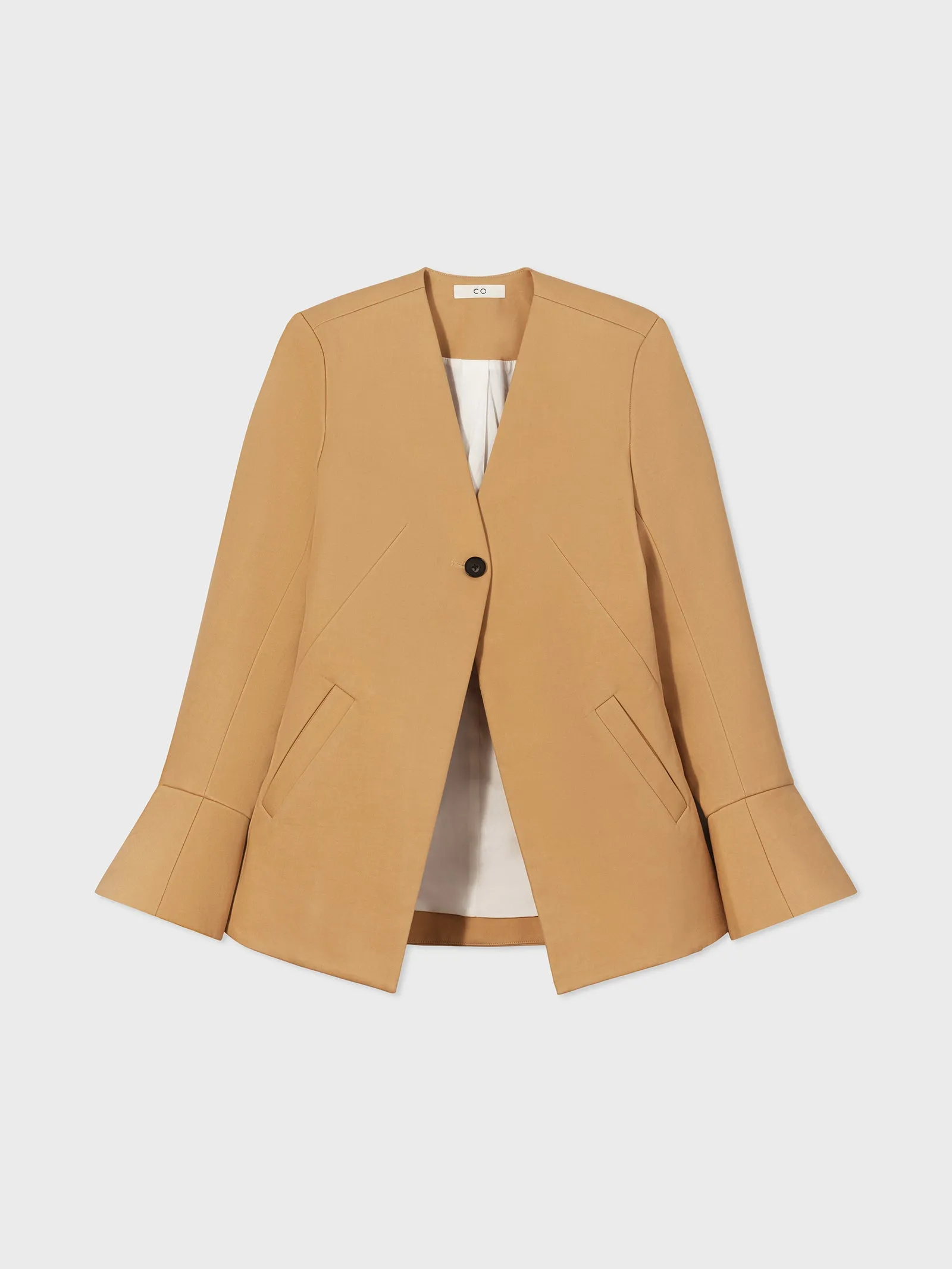 Peplum Cuff Jacket  in Cotton Twill - Butterscotch