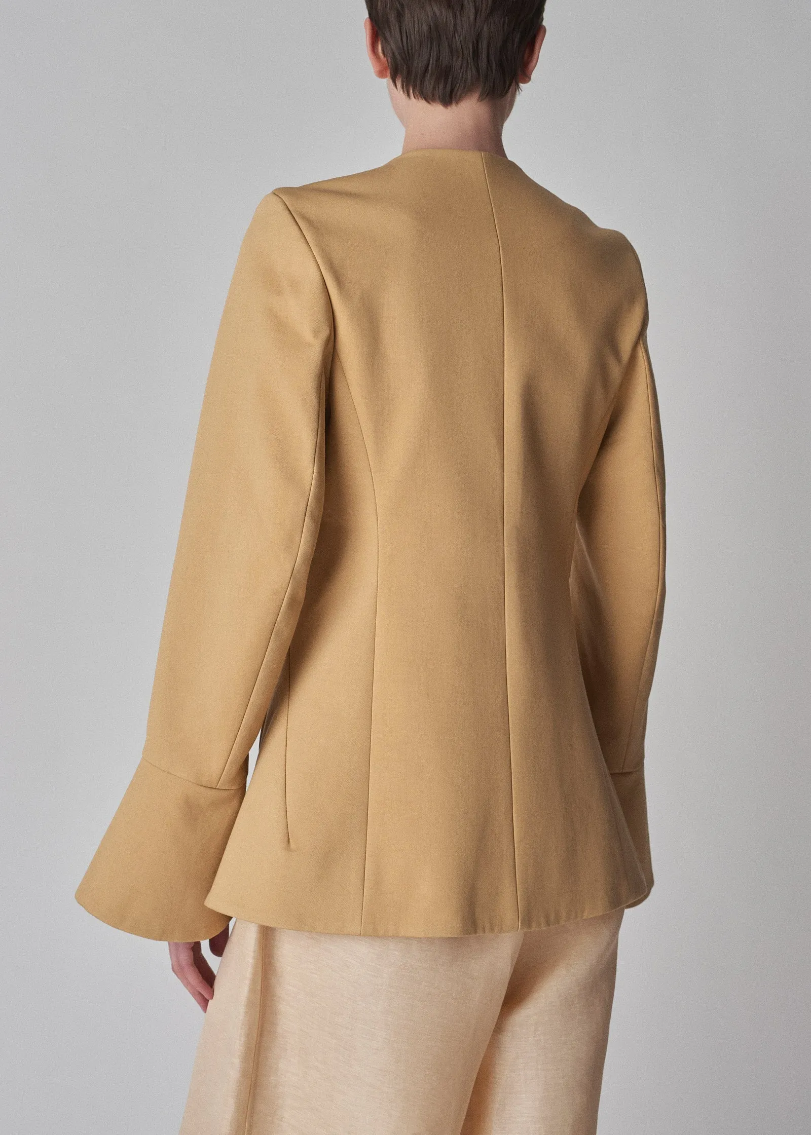 Peplum Cuff Jacket  in Cotton Twill - Butterscotch