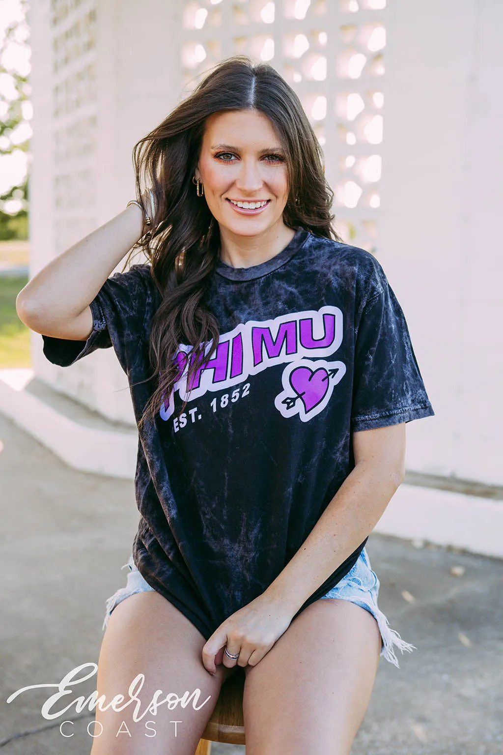 Phi Mu PR Purple Heart Mineral Wash Tee