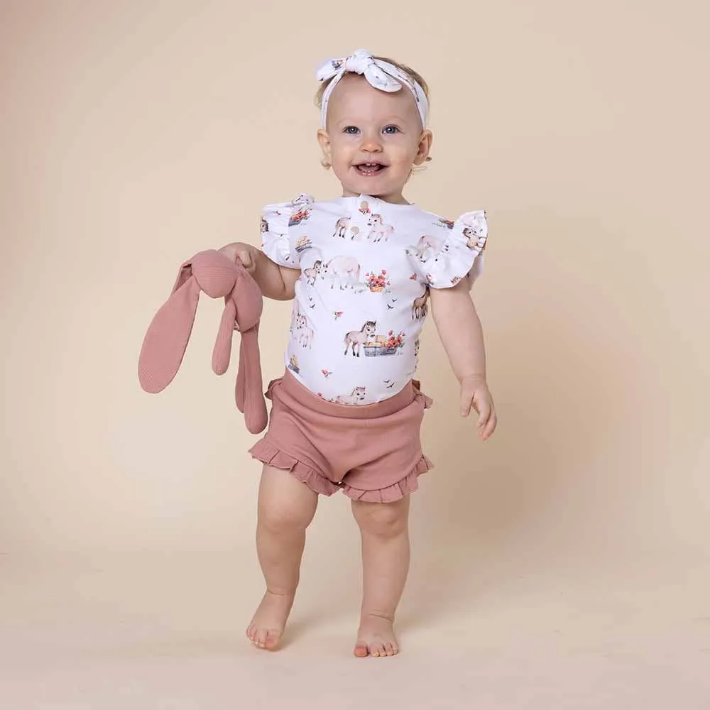Pony Pals Short Sleeve Organic Bodysuit with Frill