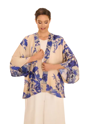 Powder China Blue Blooms Kimono Jacket