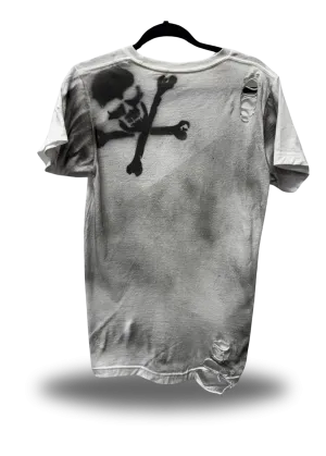 PUNK SHOULDER SKULL ROAD RASH WHITE TEE