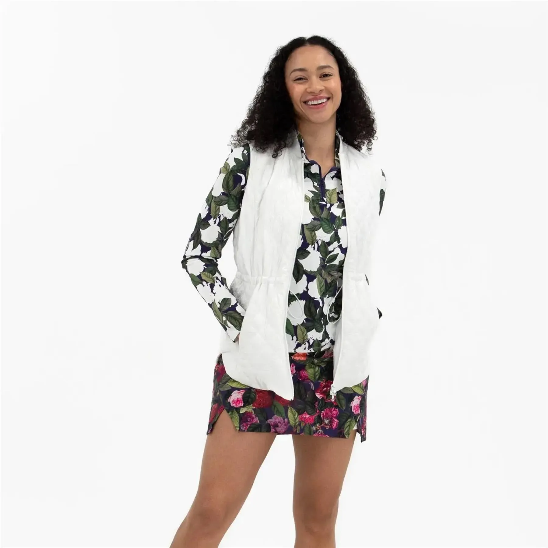 Quilted Long Line Vest White