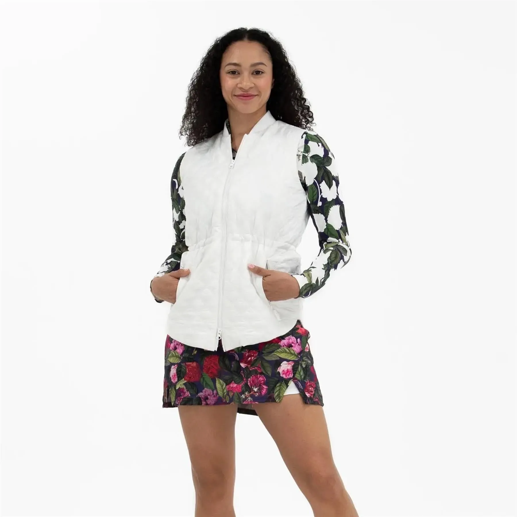 Quilted Long Line Vest White
