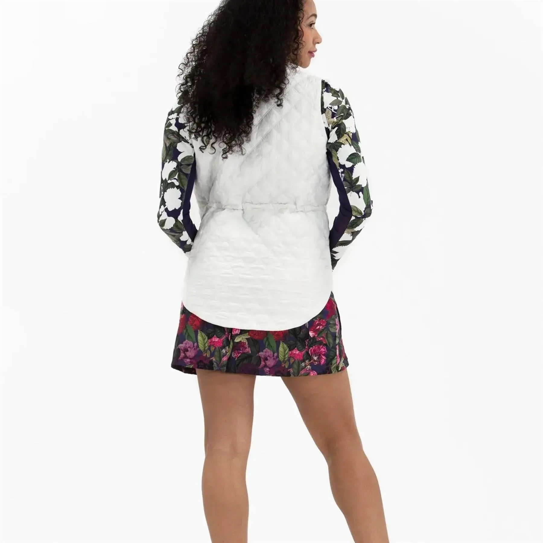 Quilted Long Line Vest White