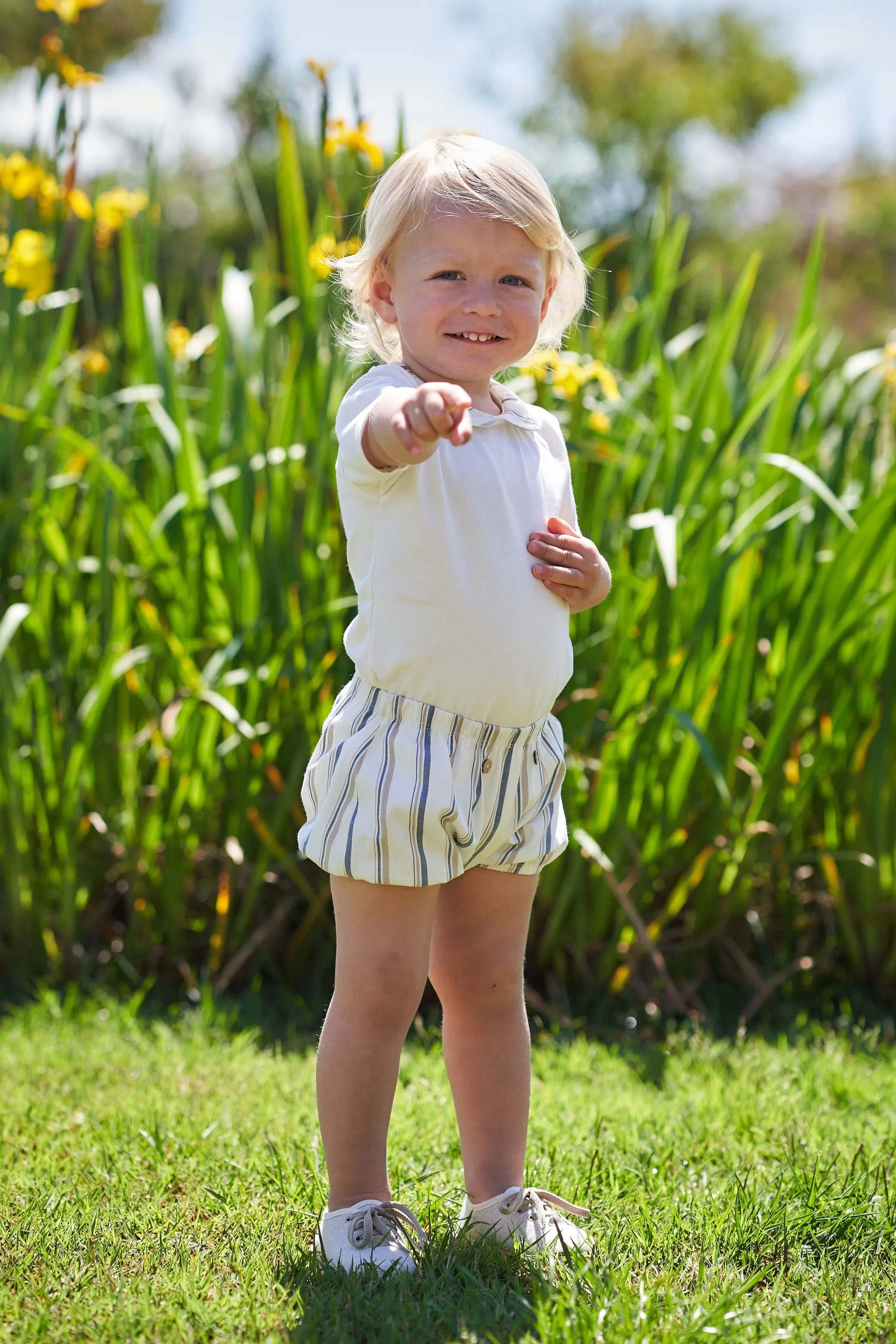 "Joey" Navy & Beige Stripe Bodysuit & Jam Pants