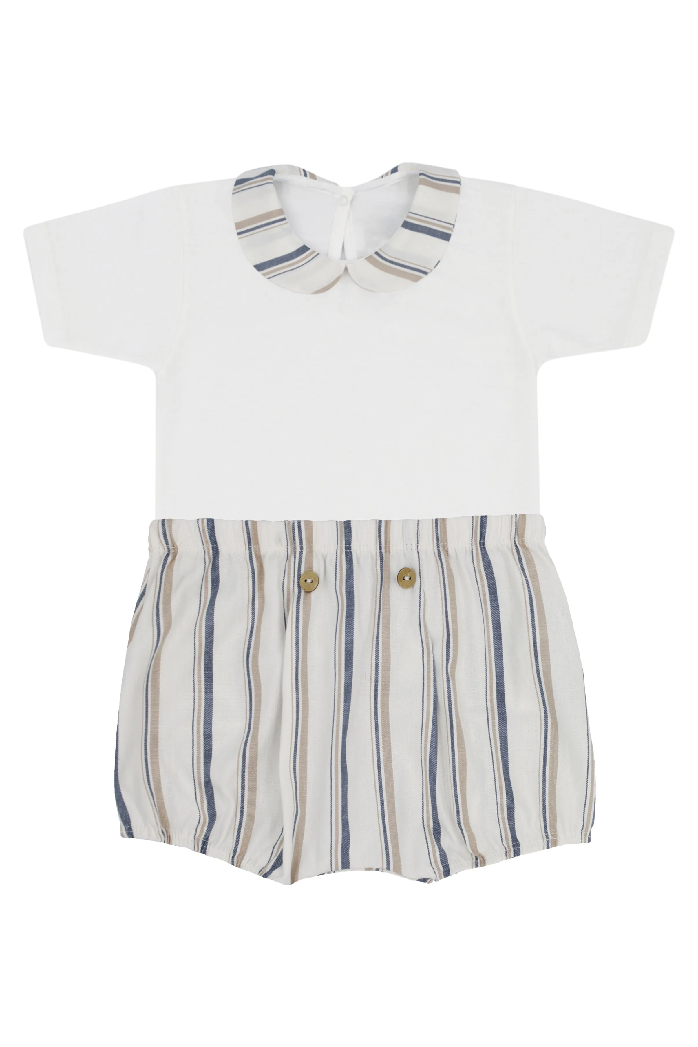 "Joey" Navy & Beige Stripe Bodysuit & Jam Pants