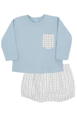 "Kyle" Powder Blue Top & Checked Jam Pants