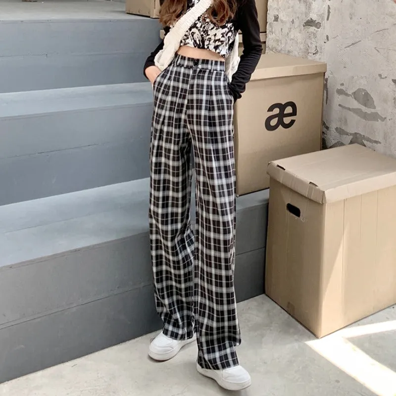 "LOOSE GRAY BLACK PLAID" TROUSERS UB2355