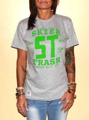 "Never Give Up" Tee - Heather/Green