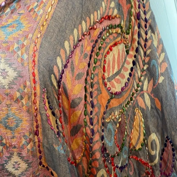 Raj Rose Vest thick stitch embroidery bold pattern boho contemporary breezy vest