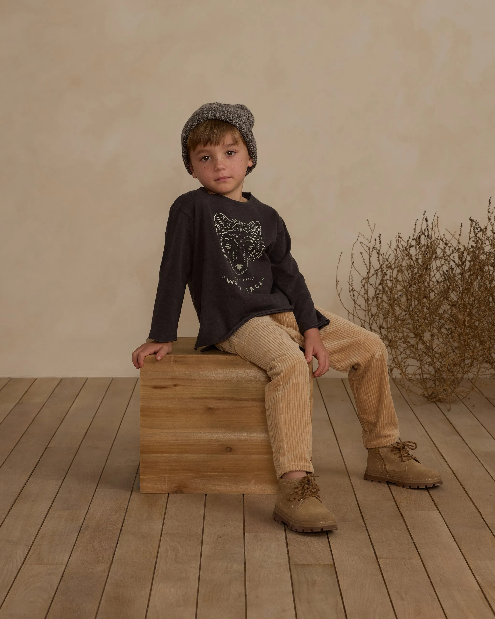 Raw Edge LS Tee | Wolf/Black
