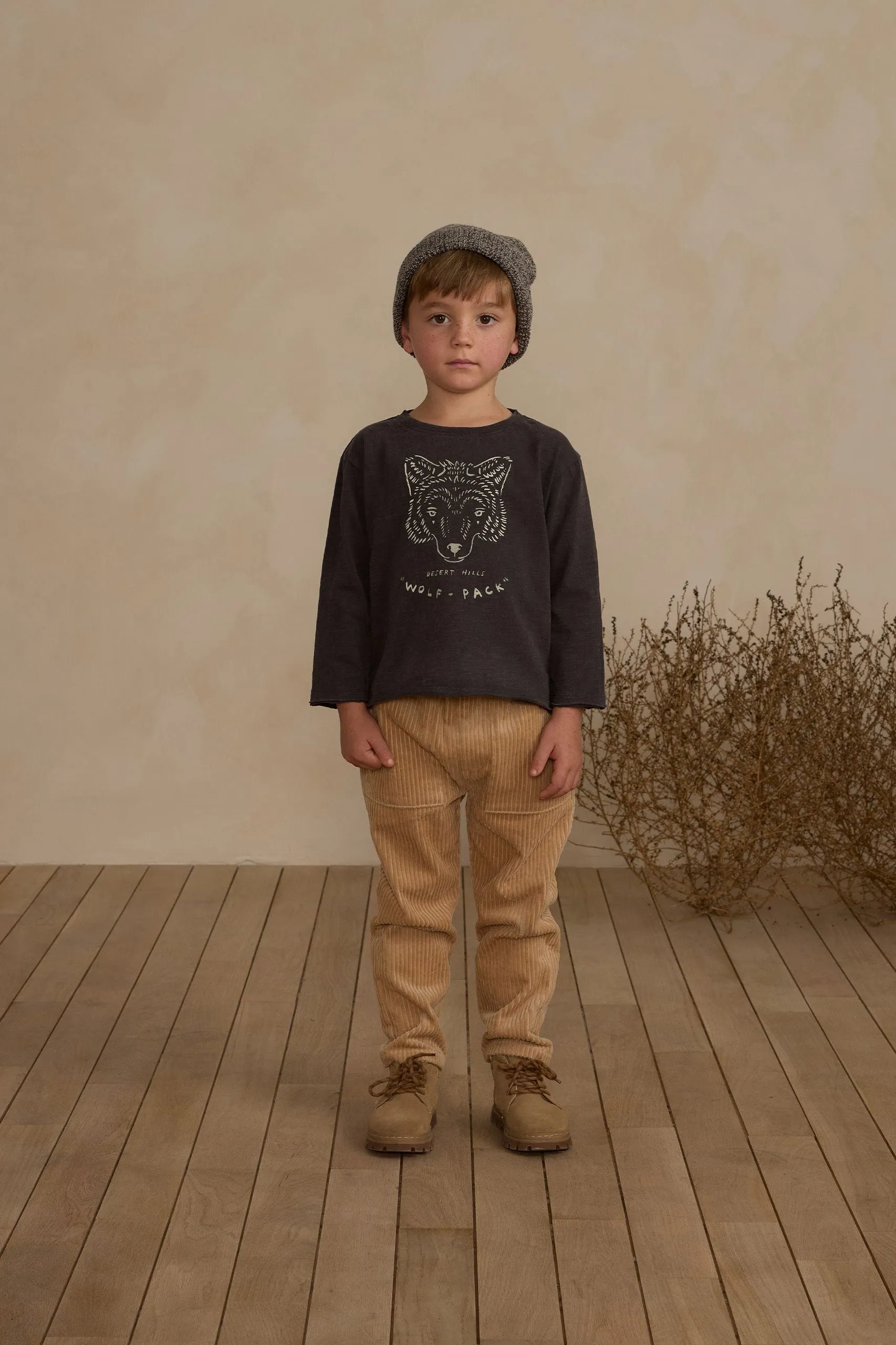 Raw Edge LS Tee | Wolf/Black