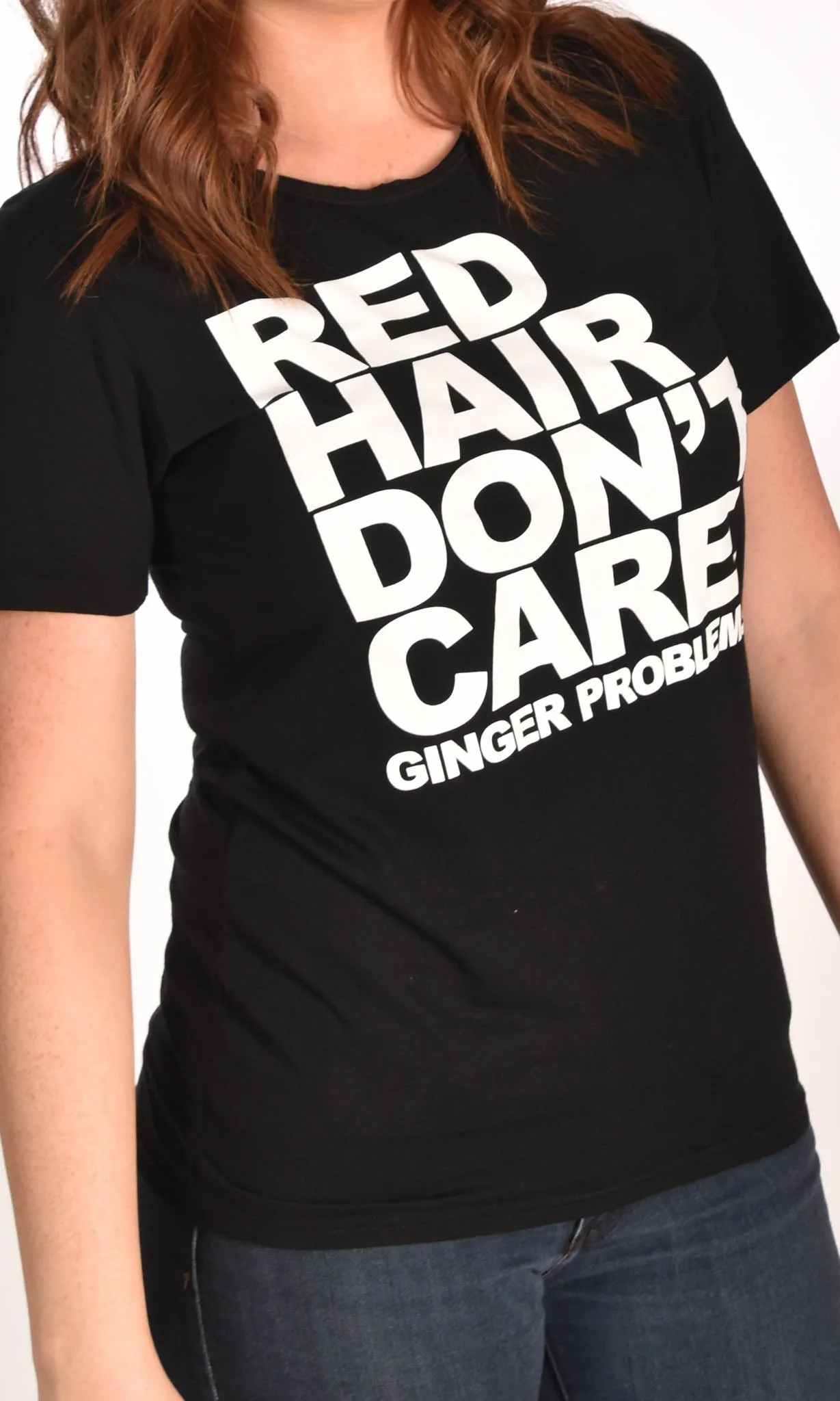 Red Hair Don't Care Classic Raw Neck Unisex Tee
