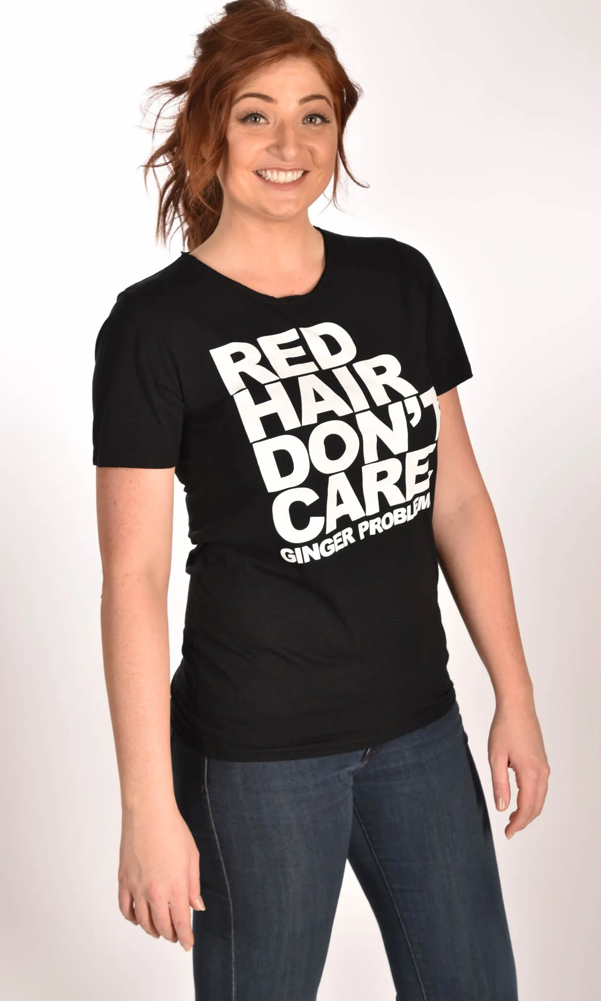 Red Hair Don't Care Classic Raw Neck Unisex Tee