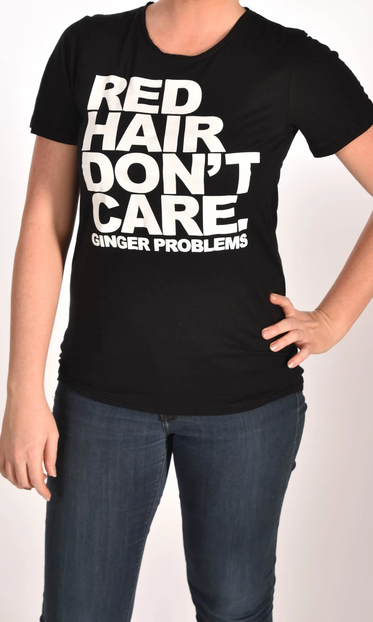 Red Hair Don't Care Classic Raw Neck Unisex Tee