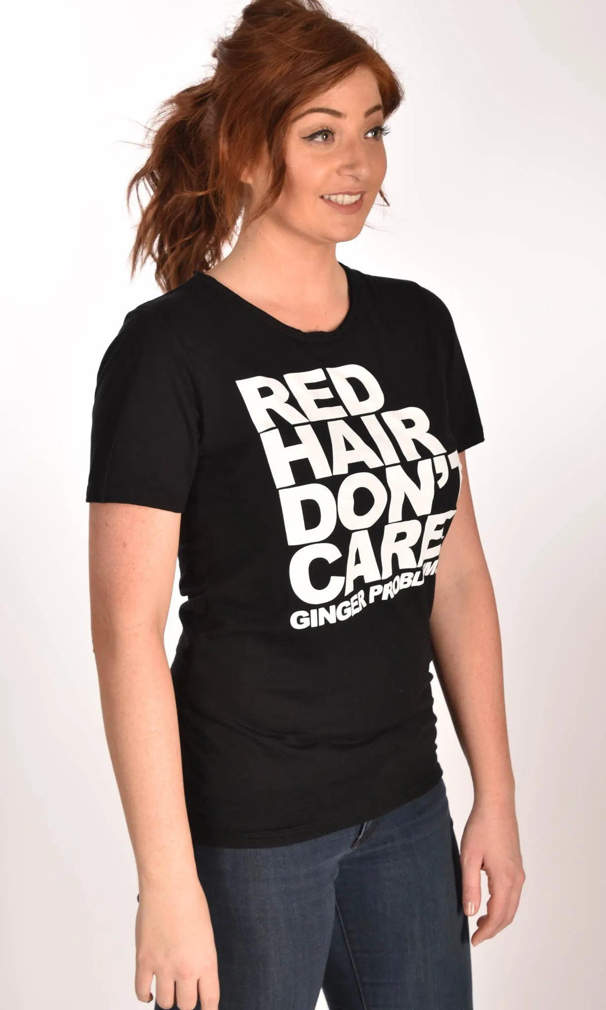 Red Hair Don't Care Classic Raw Neck Unisex Tee