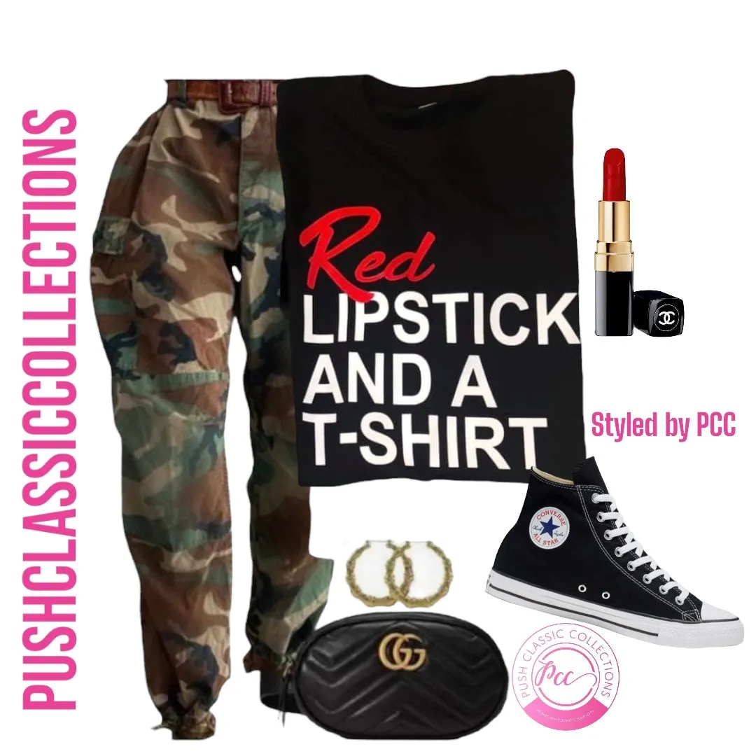 Red Lipstick & T-shirt