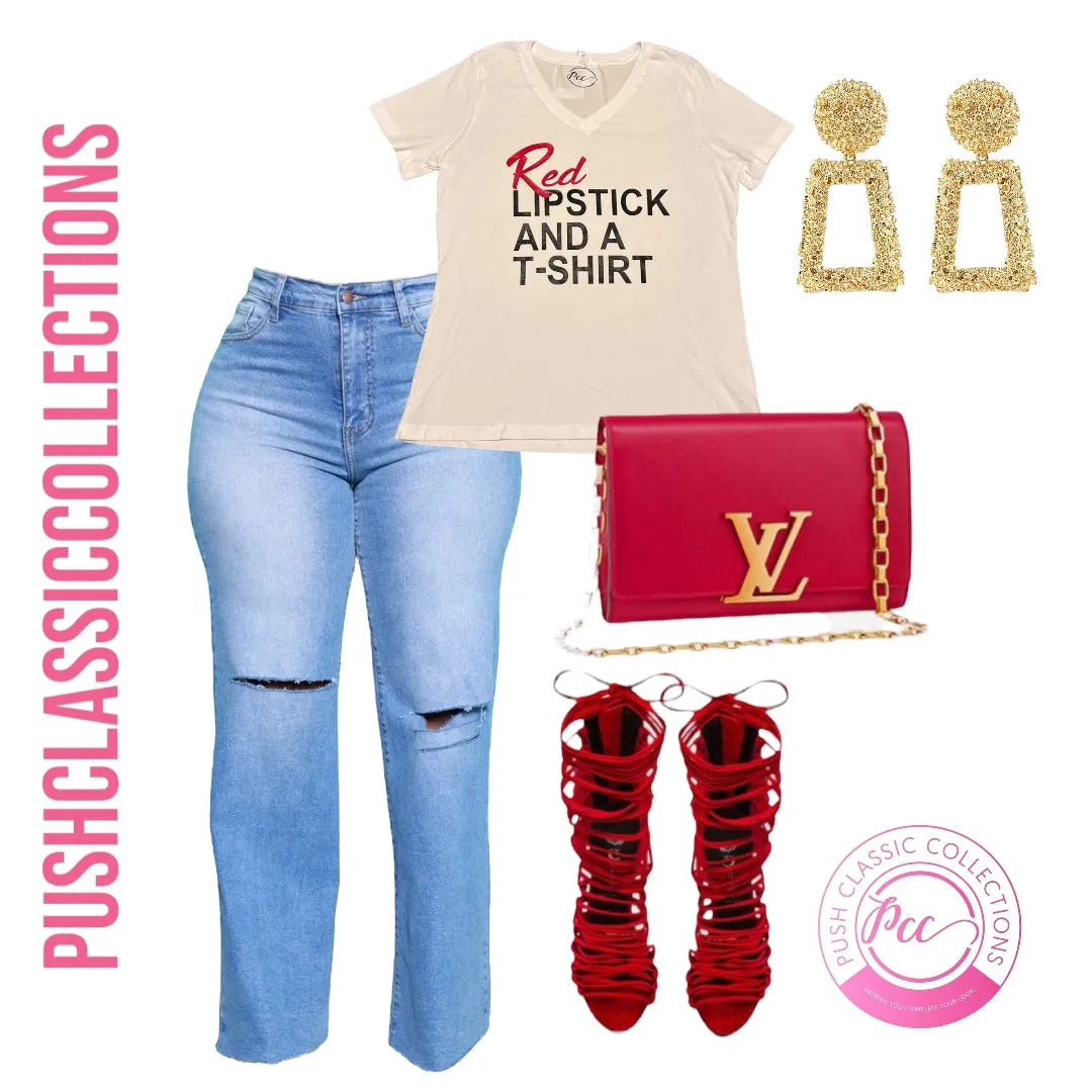 Red Lipstick & T-shirt